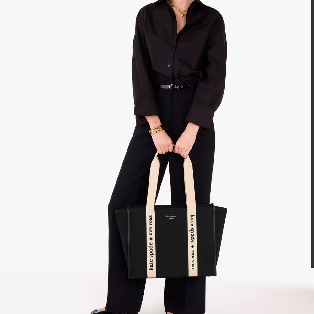 Kate Spade Kip Canvas Large Tote, Black - Picture 2 of 10